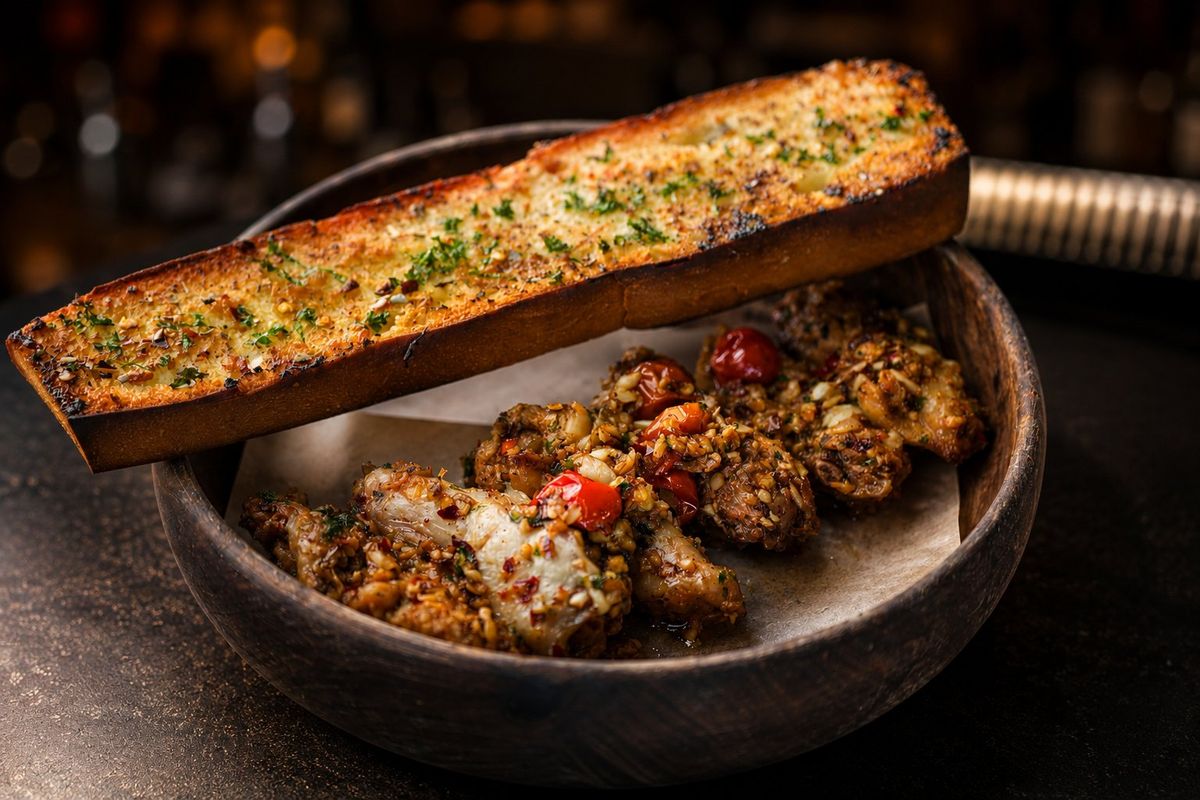 Aglio e Olio Wings — plated at Levitate