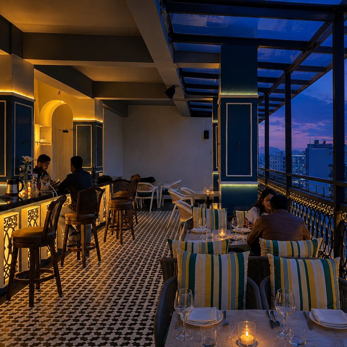 Bar seating on the terrace