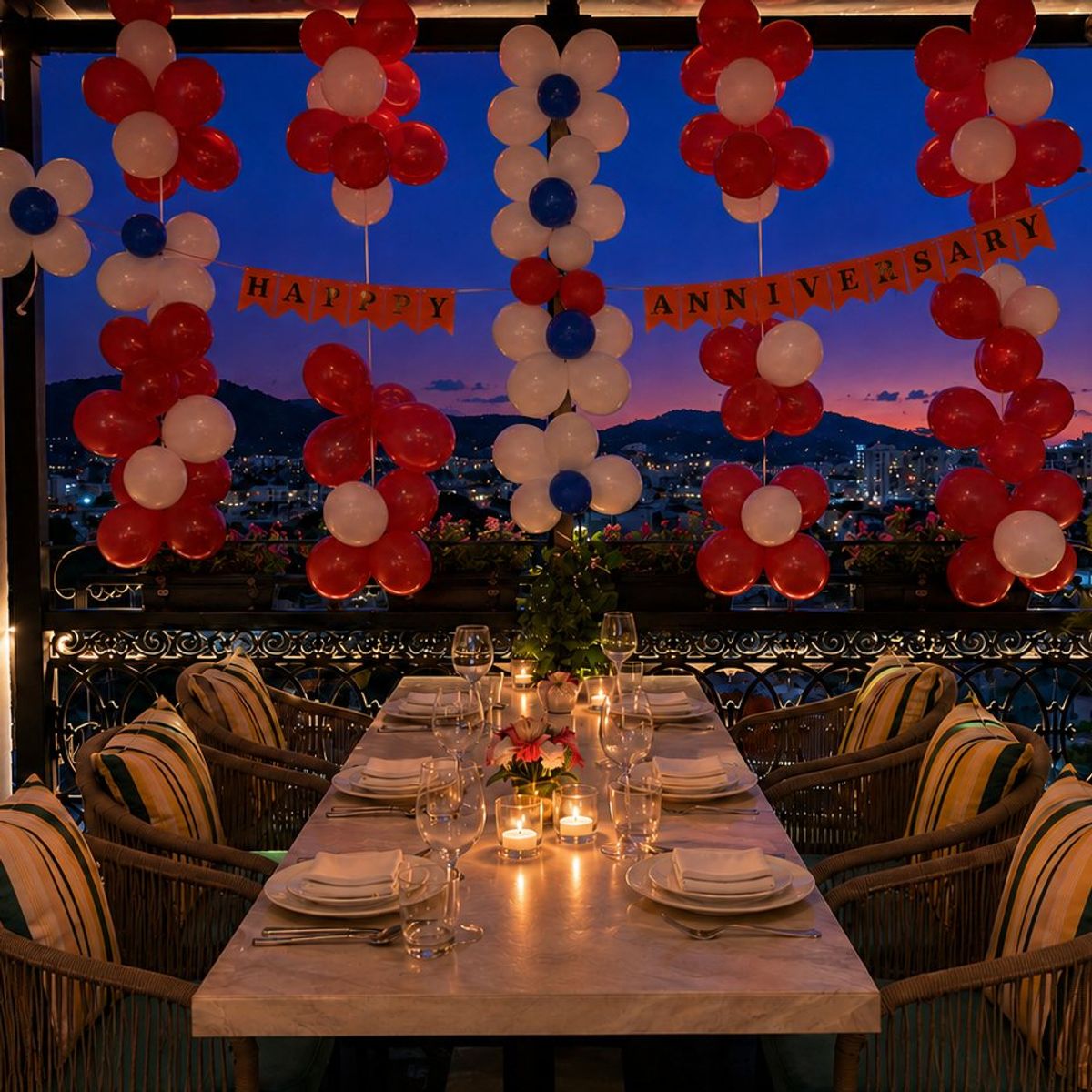 Anniversary décor for a group evening