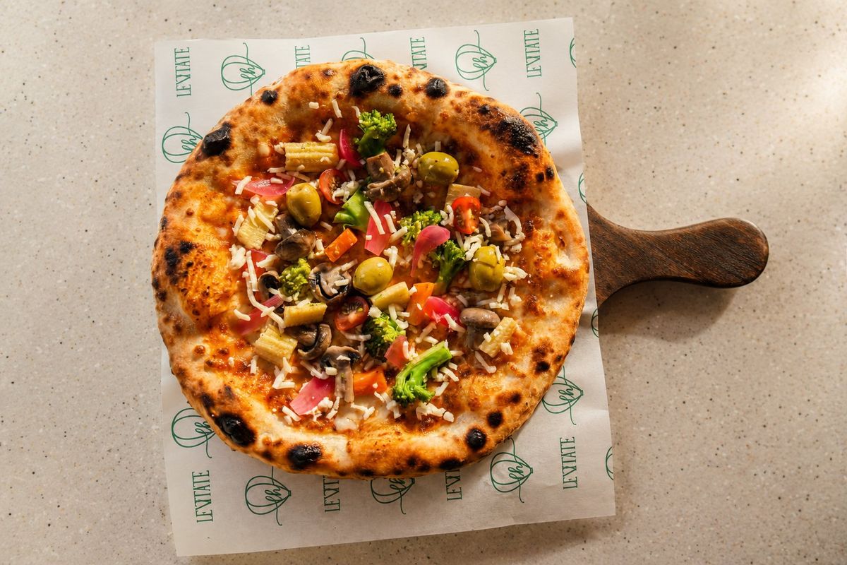 Mediterranean Pizza — plated at Levitate