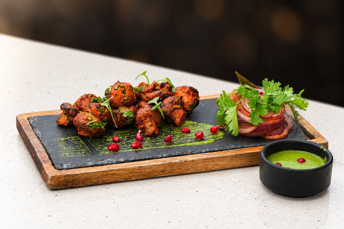 Mushroom Tikka — plated at Levitate