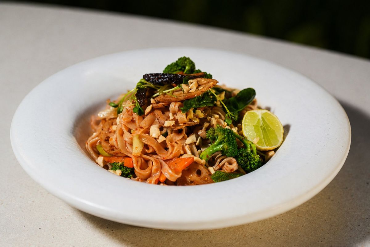 Pad Thai Noodles — plated at Levitate