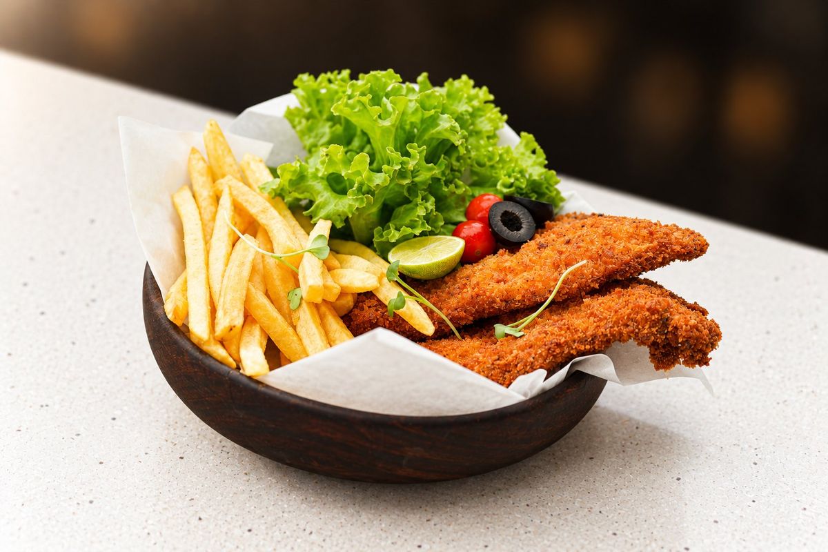 Panko Fish and Chips — plated at Levitate