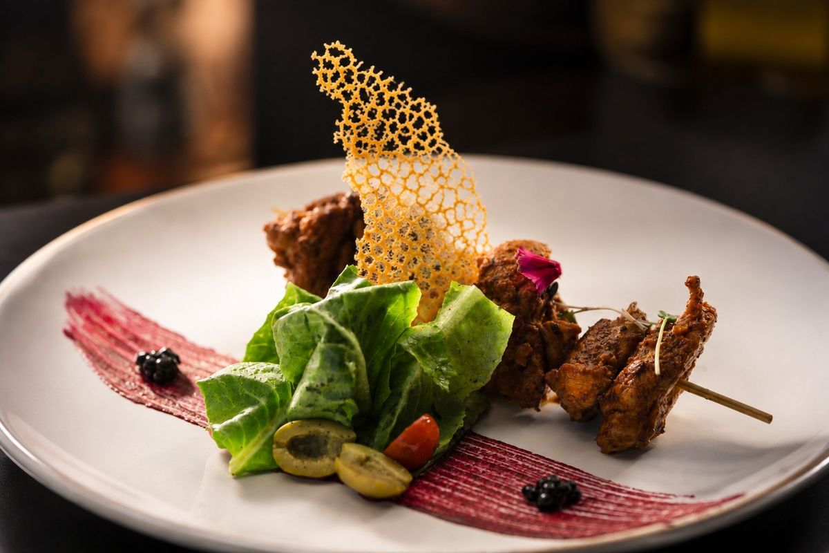 Peri Peri Chicken Skewers — plated at Levitate