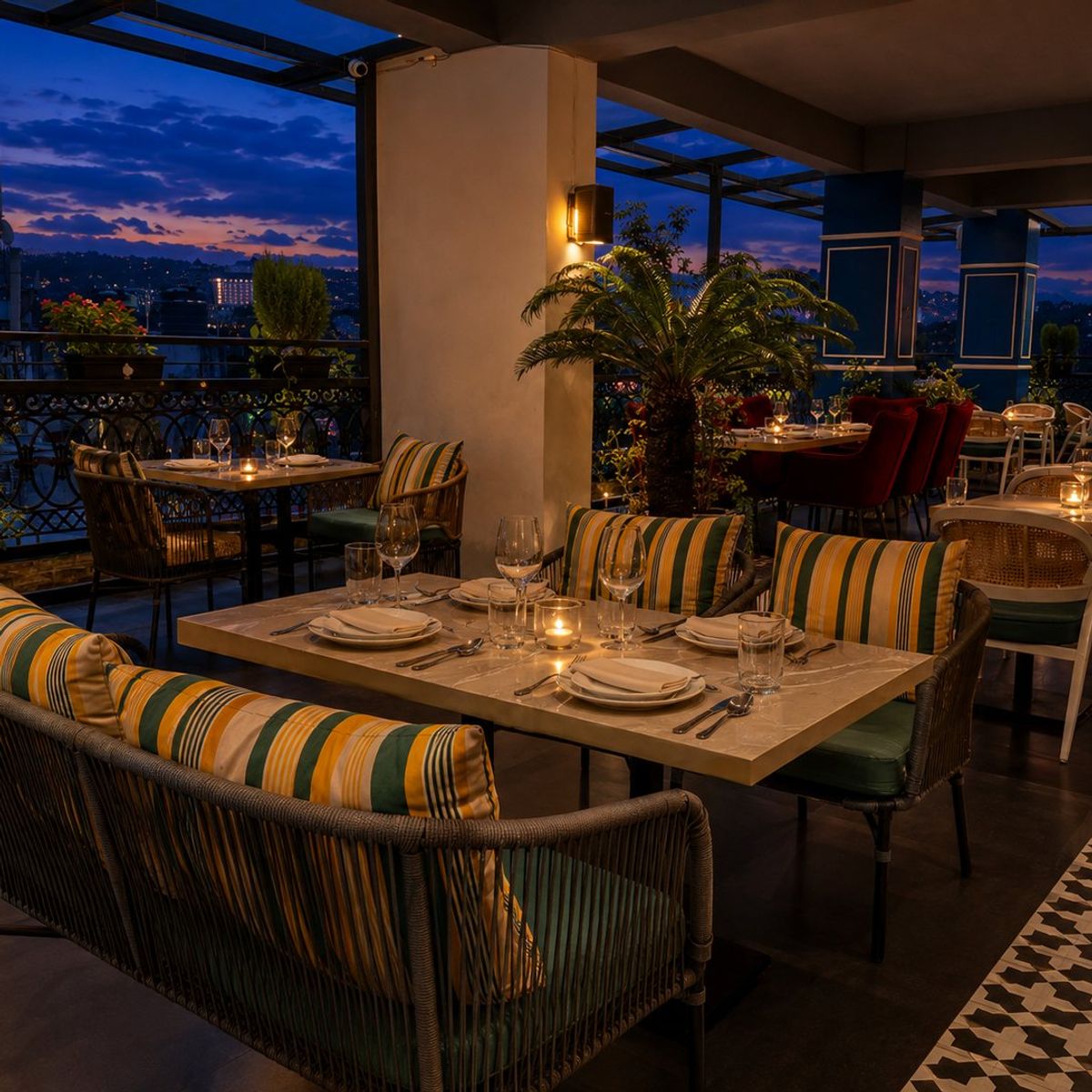 A quiet corner table with the city view