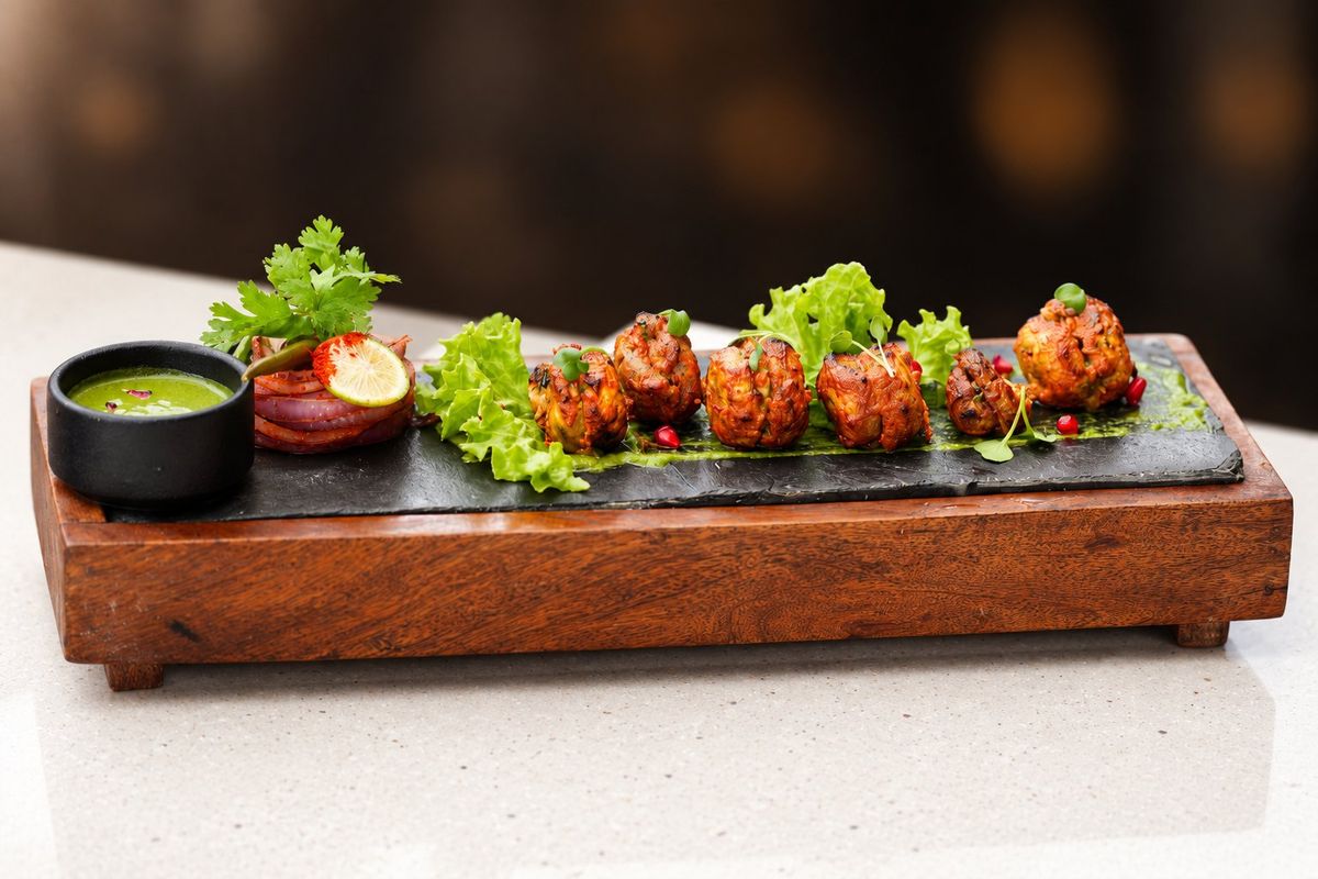 Tandoori Stuffed Mushroom — plated at Levitate