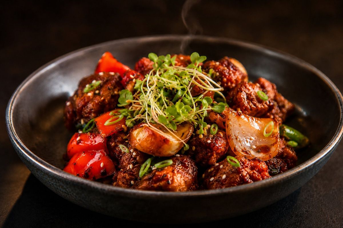 Tangra Chilli Chicken — plated at Levitate