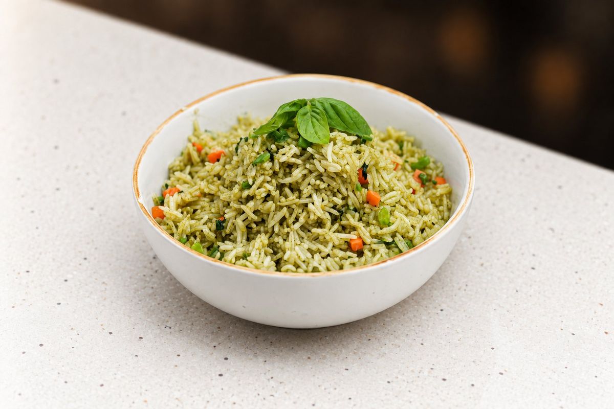 Thai Basil Fried Rice — plated at Levitate