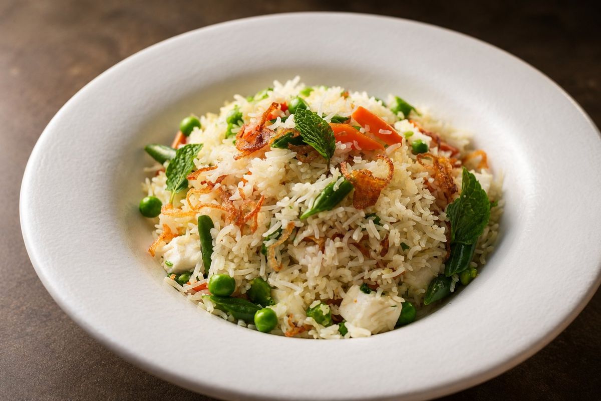 Veg Pulao — plated at Levitate